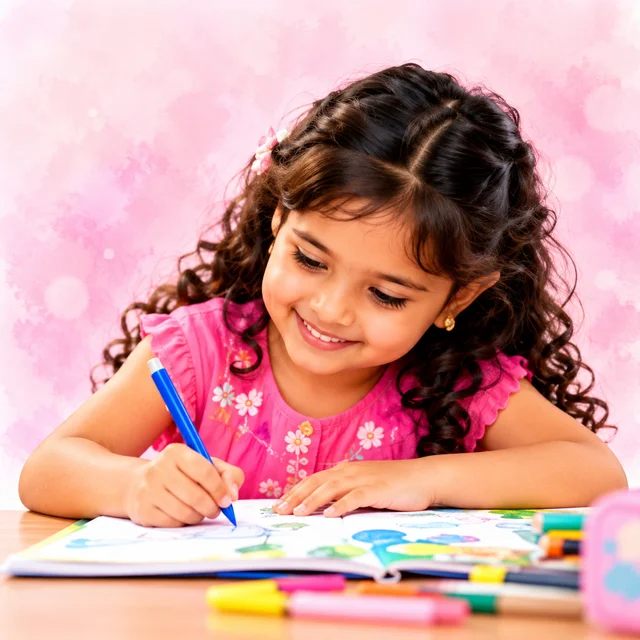 Child colouring a drawing at Phonobee Hives