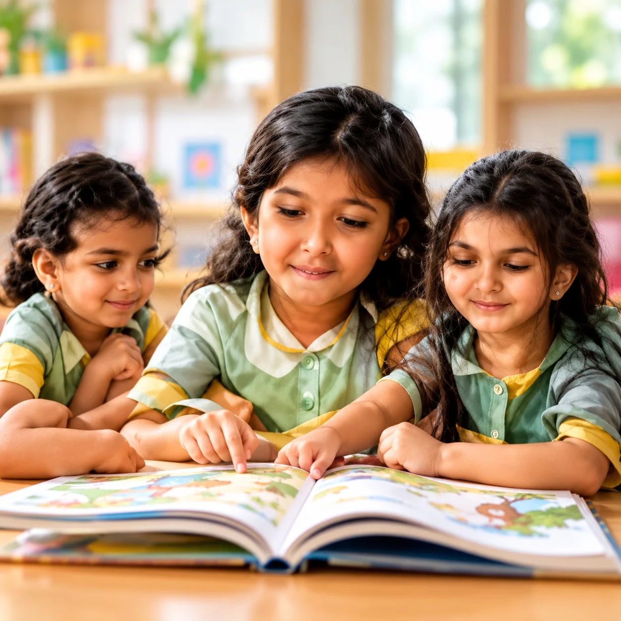 Children reading together at Phonobee Hives